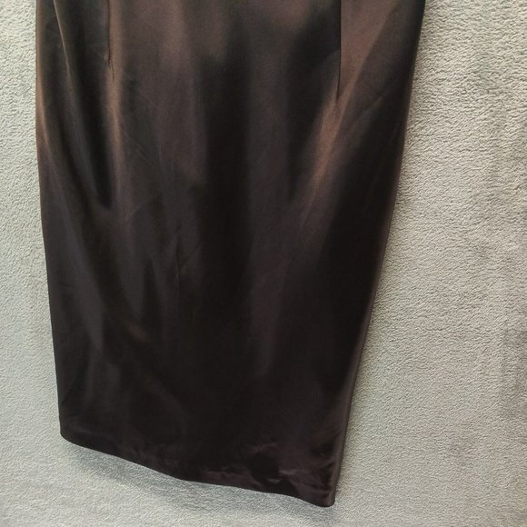 ADRIANNA PAPELL Boutique Women Halter Pencil Dress Brown Satin Size 8 - Picture 6 of 12